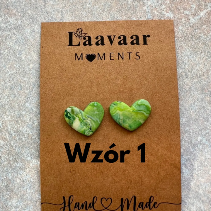 Kolczyki handmade z glinki polimerowej – Heart Moments „ Green Harmony”