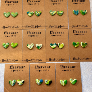 Kolczyki handmade z glinki polimerowej – Heart Moments „ Green Harmony”