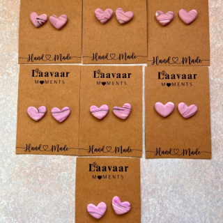 Kolczyki handmade z glinki polimerowej – Heart Moments „ Pink Calm”