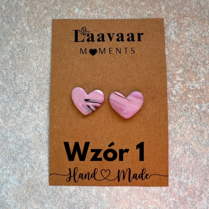 Kolczyki handmade z glinki polimerowej – Heart Moments „ Pink Calm”